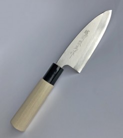 越前数馬作 ステン薄出刃庖丁 サブゼロ 銀三鋼付 120mm
