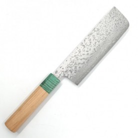 越前数馬　神夢流 　菜切 　165mm　VG７ダマスカス　山桜/新緑柄