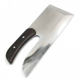 越前数馬　ステン蕎麦包丁　青二鋼　明鏡止水　330mm　黒檀曲柄